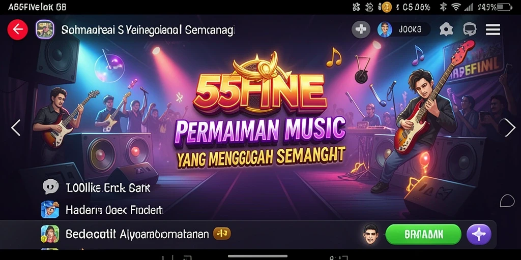 Tampilan screenshot 55FIVE menampilkan gameplay yang seru dan beragam lagu.