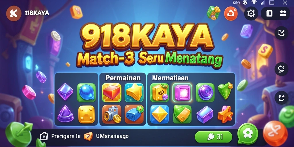 Screenshot gameplay <strong>918KAYA</strong> menampilkan keseruan permainan Match-3.