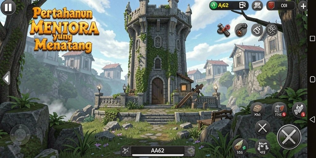 Tampilan seru dari gameplay AA62 saat bertahan dari serangan musuh.