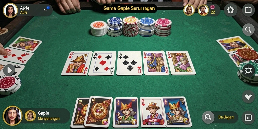 Tampilan gameplay API77 dengan suasana Gaple yang seru.