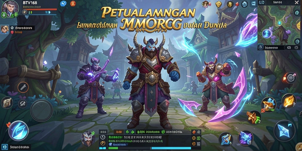 Tangkapan layar dari BTV168 menampilkan aksi seru dalam permainan MMORPG.