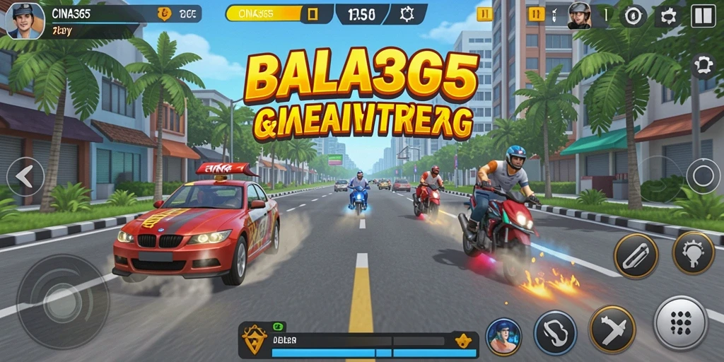 Tampilan gameplay CINA365 yang mendebarkan saat balapan di lintasan.