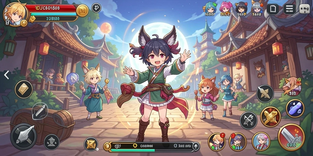 Gameplay CU888 yang penuh warna dan karakter anime yang menarik.