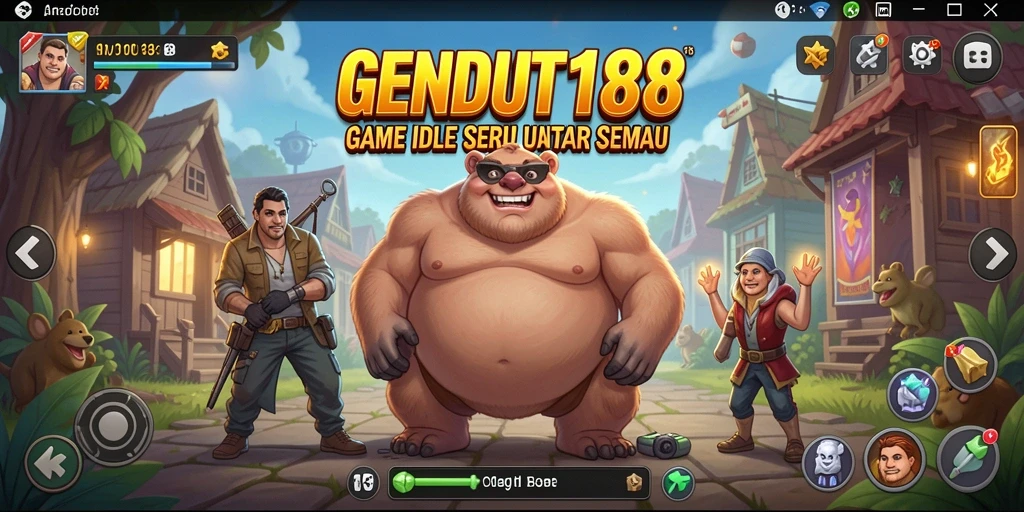 Screenshot gameplay GENDUT188 yang menunjukkan kemajuan karakter Idle.