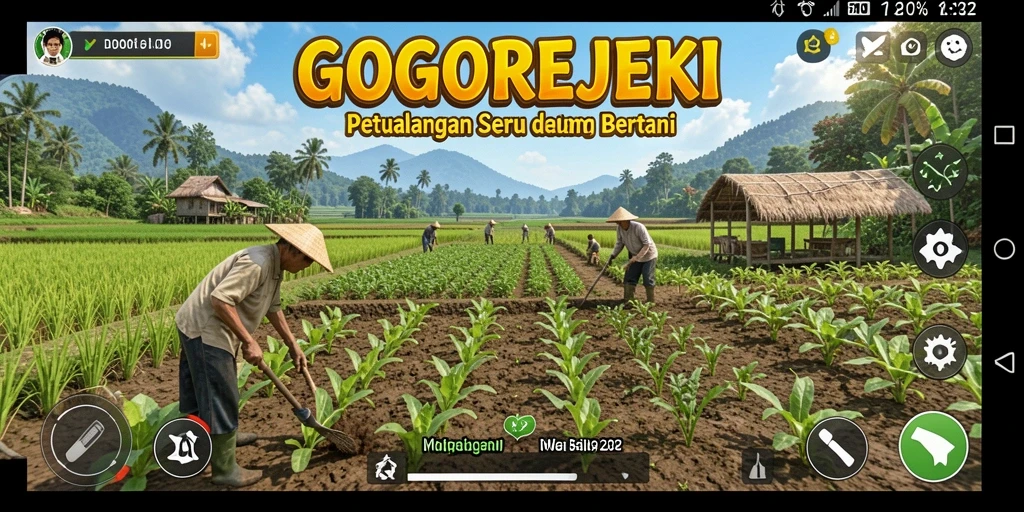 Tangkapan layar utama GOGOREJEKI menampilkan gameplay seru pertanian.