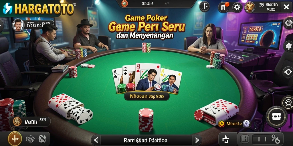 Tampilan gameplay Poker yang menarik dan interaktif di HARGATOTO.