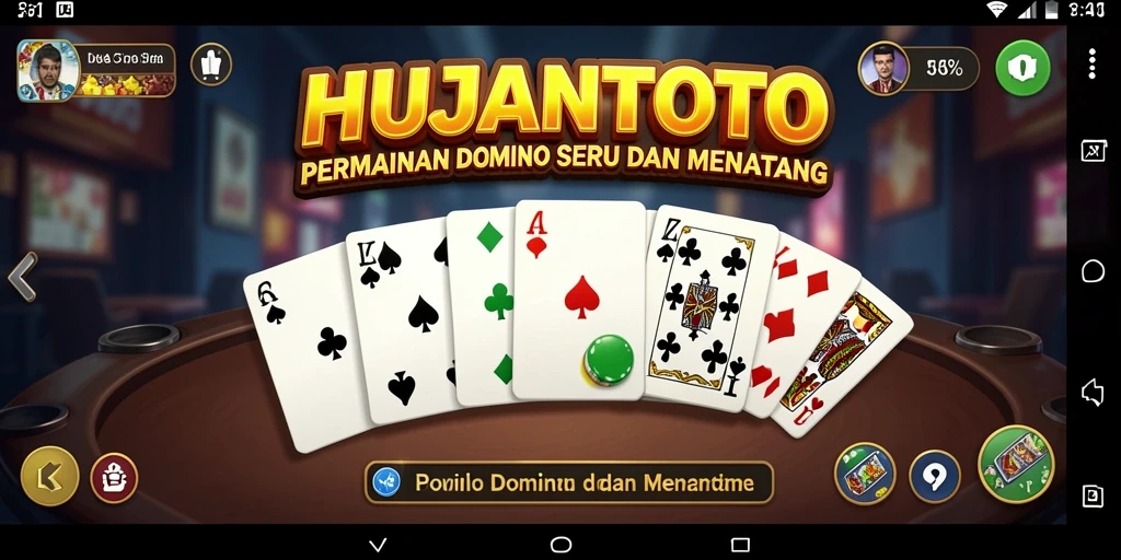Screenshot HUJANTOTO menampilkan gameplay Domino yang seru.