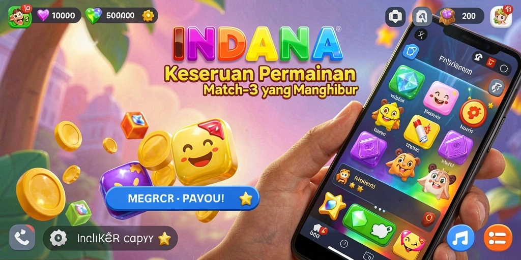 Tampilan gameplay INDAAA yang penuh warna dan interaktif.