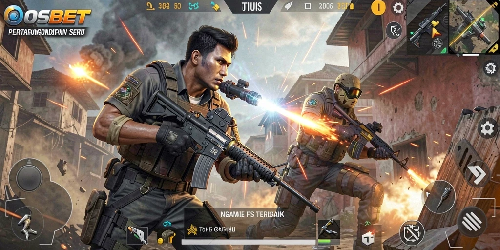 Tampak aksi mendebarkan dalam gameplay FPS IOSBET.