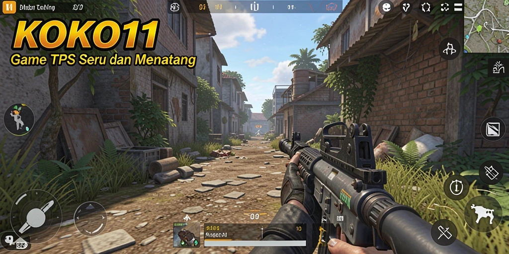 Tampilan penuh aksi gameplay KOKO11 dalam pertempuran TPS.