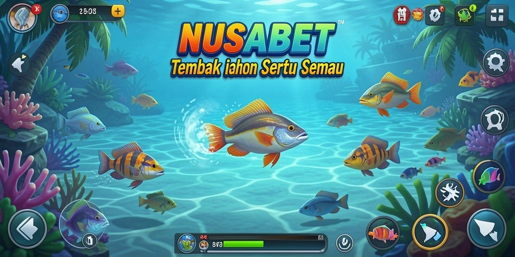Tampilan gameplay seru di NUSABET dengan tembak ikan yang memukau.