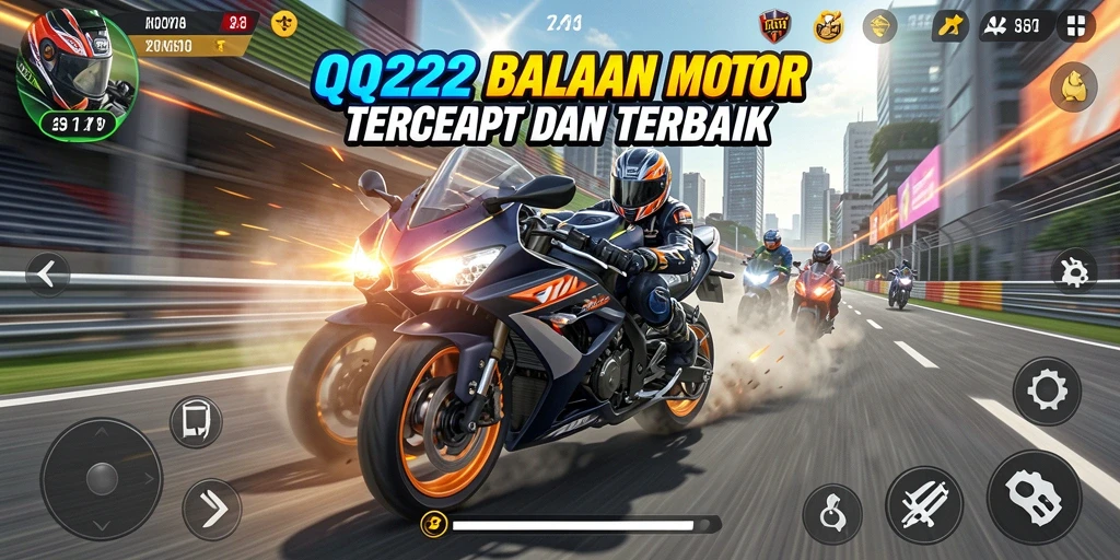 Screenshot utama QQ222 menampilkan balapan motor yang seru dan mendebarkan.