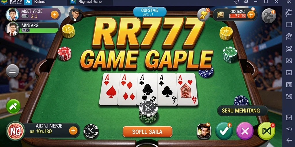 Screenshot gameplay RR777 yang menampilkan suasana permainan Gaple.