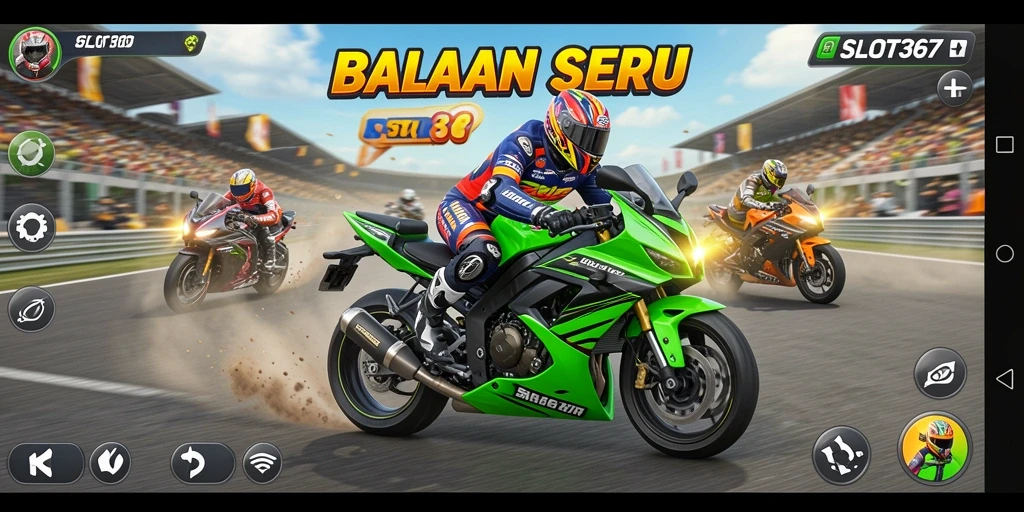 Gameplay menegangkan saat balapan motor di lintasan yang mendebarkan.