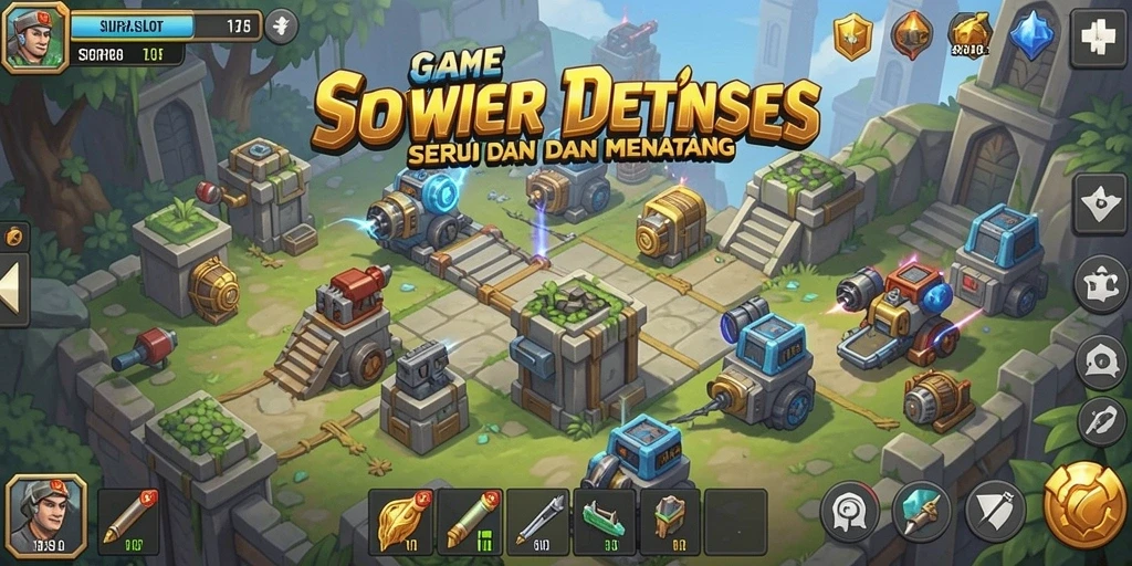Tampilan gameplay SUPRASLOT dengan strategi menyerang dan pertahanan.