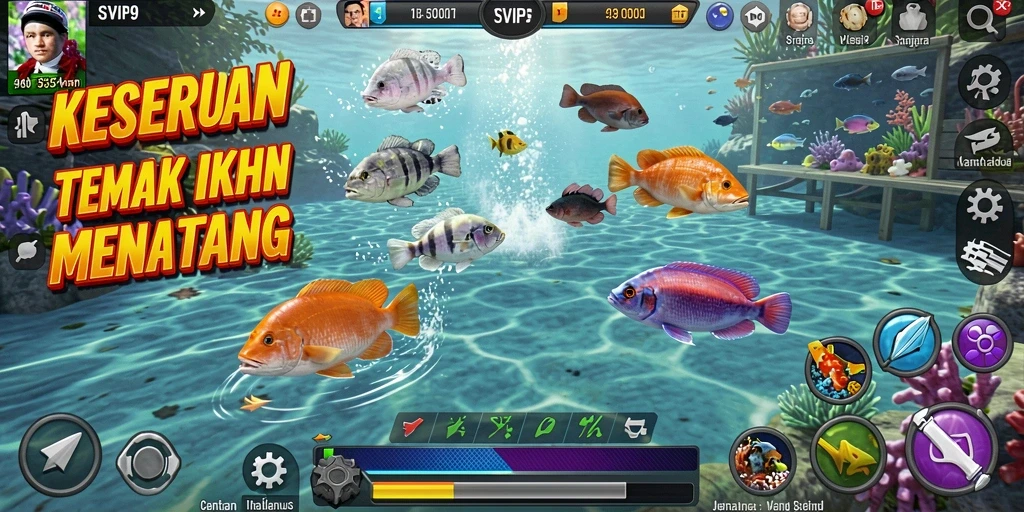 Tampilan gameplay SVIP9 yang menarik saat menangkap ikan.