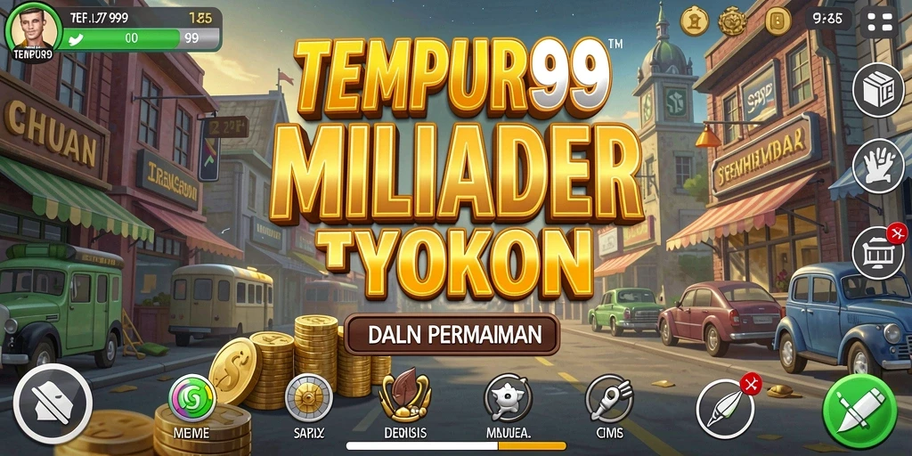 Screenshot gameplay TEMPUR99 menampilkan keseruan mengelola bisnis.