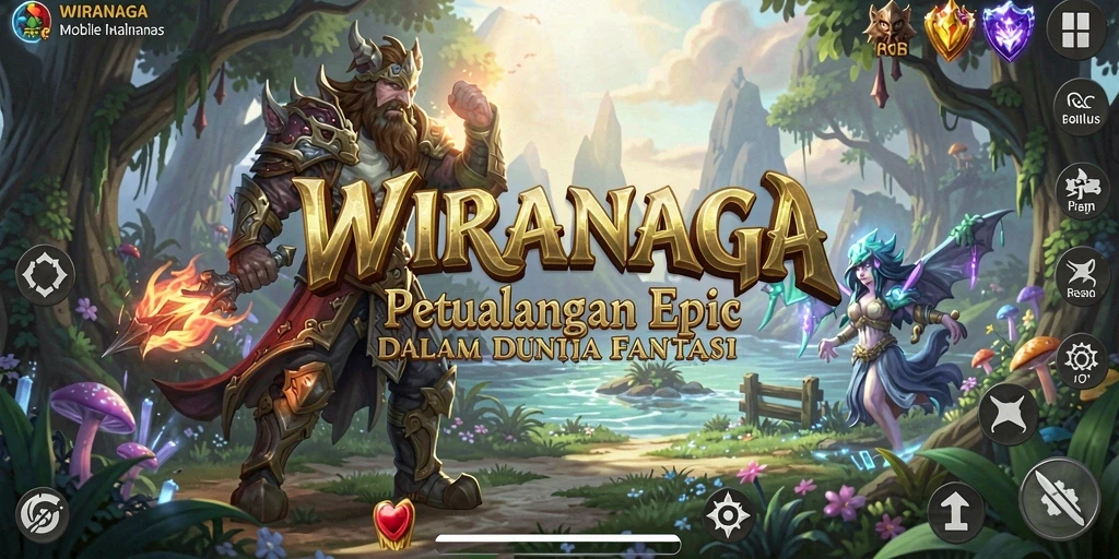 Tampilan screenshot WIRANAGA menampilkan petualangan seru di dunia fantasi.