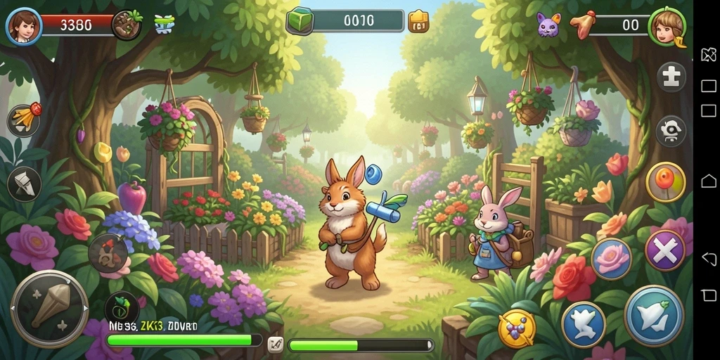 Tampilan gameplay ZK3 yang menarik dalam berkebun.